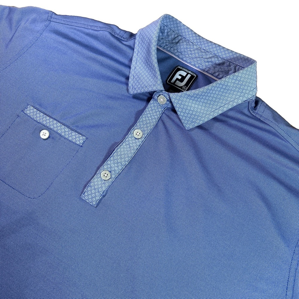 Footjoy Performance Golf Polo Shirt Men's XL Blue Athletic Fit Short Sleeve